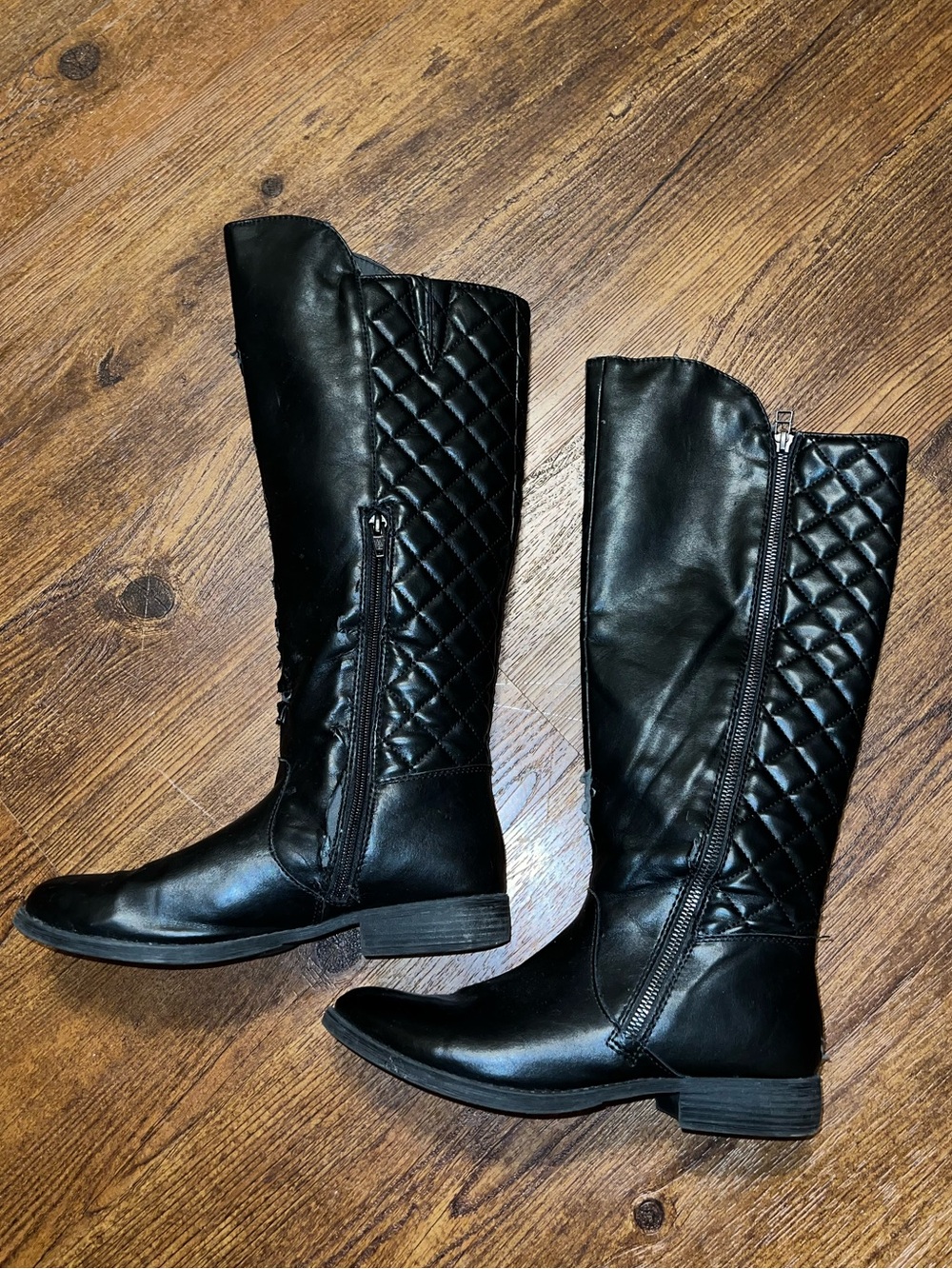 Mossimo Supply Co. Black Knee High Quilted Y2K Classic Riding Boots Size 8